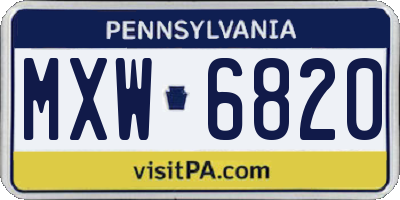 PA license plate MXW6820