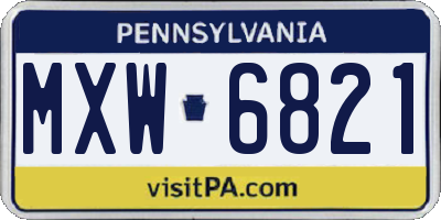 PA license plate MXW6821