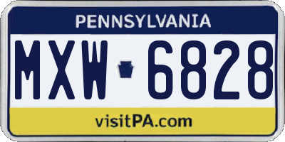PA license plate MXW6828