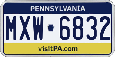 PA license plate MXW6832