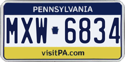 PA license plate MXW6834