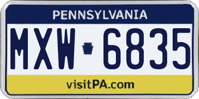 PA license plate MXW6835