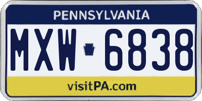 PA license plate MXW6838