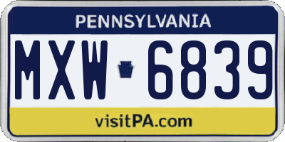 PA license plate MXW6839