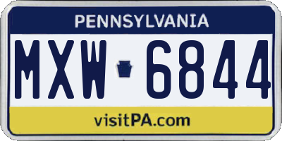 PA license plate MXW6844