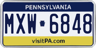 PA license plate MXW6848