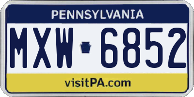 PA license plate MXW6852