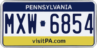 PA license plate MXW6854
