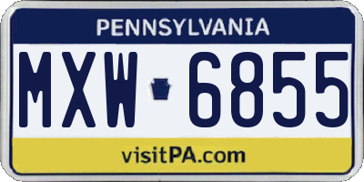 PA license plate MXW6855