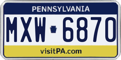PA license plate MXW6870