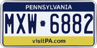 PA license plate MXW6882