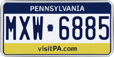 PA license plate MXW6885