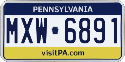 PA license plate MXW6891