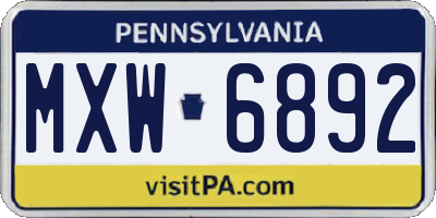 PA license plate MXW6892
