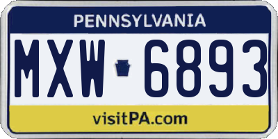 PA license plate MXW6893