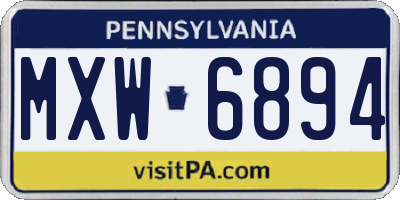 PA license plate MXW6894