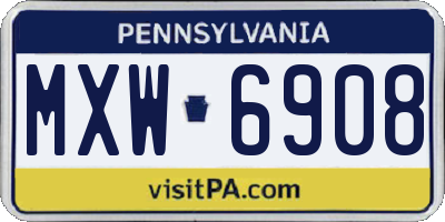 PA license plate MXW6908