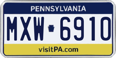 PA license plate MXW6910