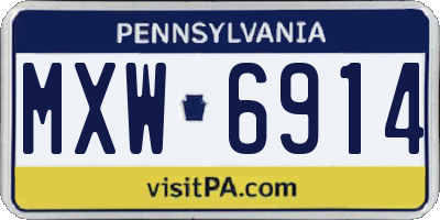 PA license plate MXW6914