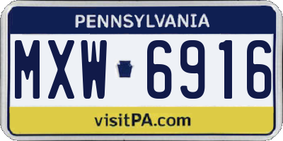 PA license plate MXW6916