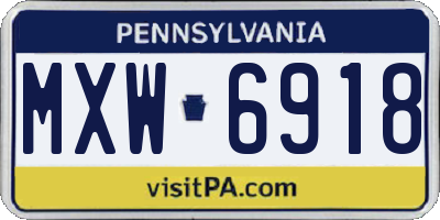 PA license plate MXW6918