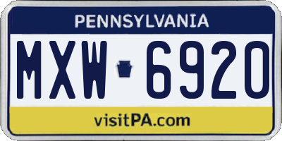 PA license plate MXW6920