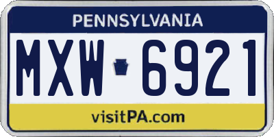 PA license plate MXW6921