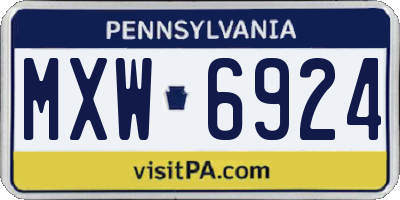 PA license plate MXW6924