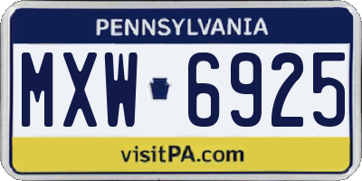 PA license plate MXW6925