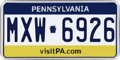PA license plate MXW6926