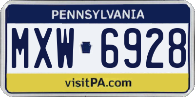 PA license plate MXW6928