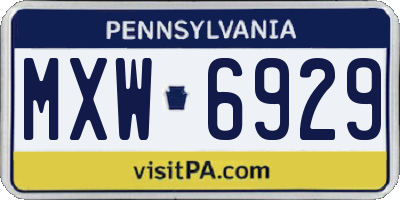 PA license plate MXW6929