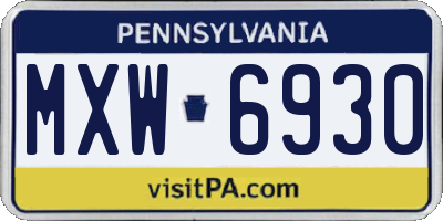 PA license plate MXW6930