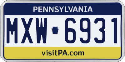 PA license plate MXW6931