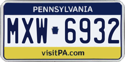 PA license plate MXW6932