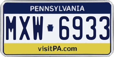 PA license plate MXW6933