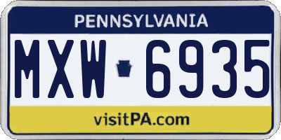PA license plate MXW6935