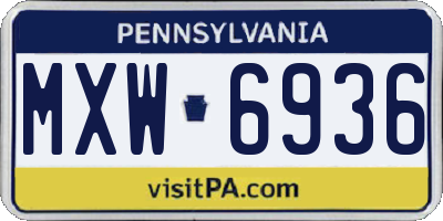 PA license plate MXW6936