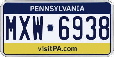 PA license plate MXW6938
