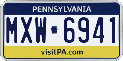 PA license plate MXW6941