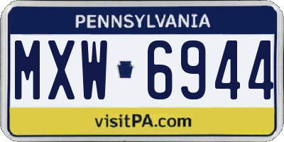 PA license plate MXW6944