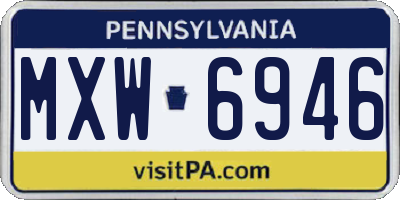 PA license plate MXW6946