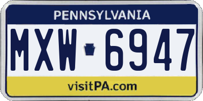 PA license plate MXW6947