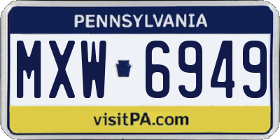 PA license plate MXW6949