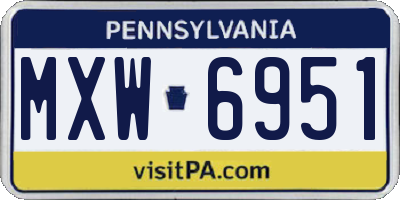 PA license plate MXW6951