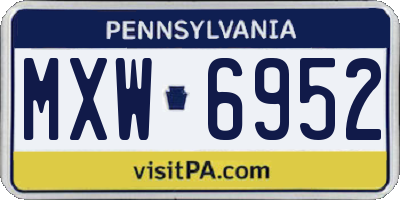 PA license plate MXW6952