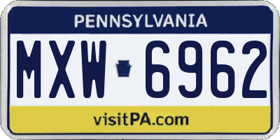 PA license plate MXW6962