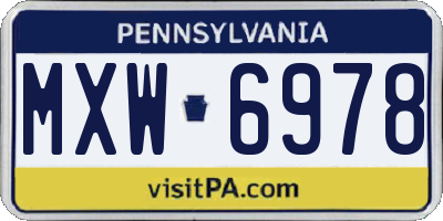 PA license plate MXW6978