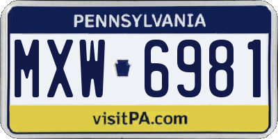 PA license plate MXW6981