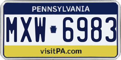 PA license plate MXW6983